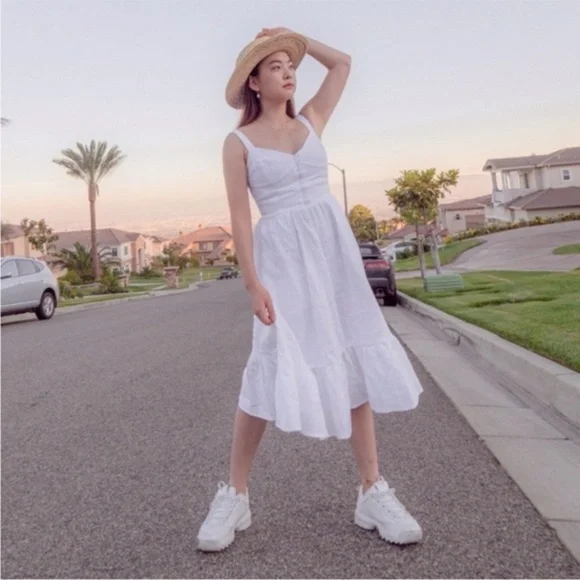 NEW Reformation Dolci Linen Dress White 12